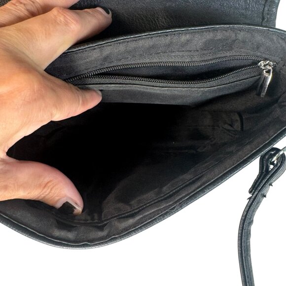 Sourpuss Aimee Clutch Purse Crossbody Black w/ Silver Studded Punk Emo   Conditi - Picture 9 of 11